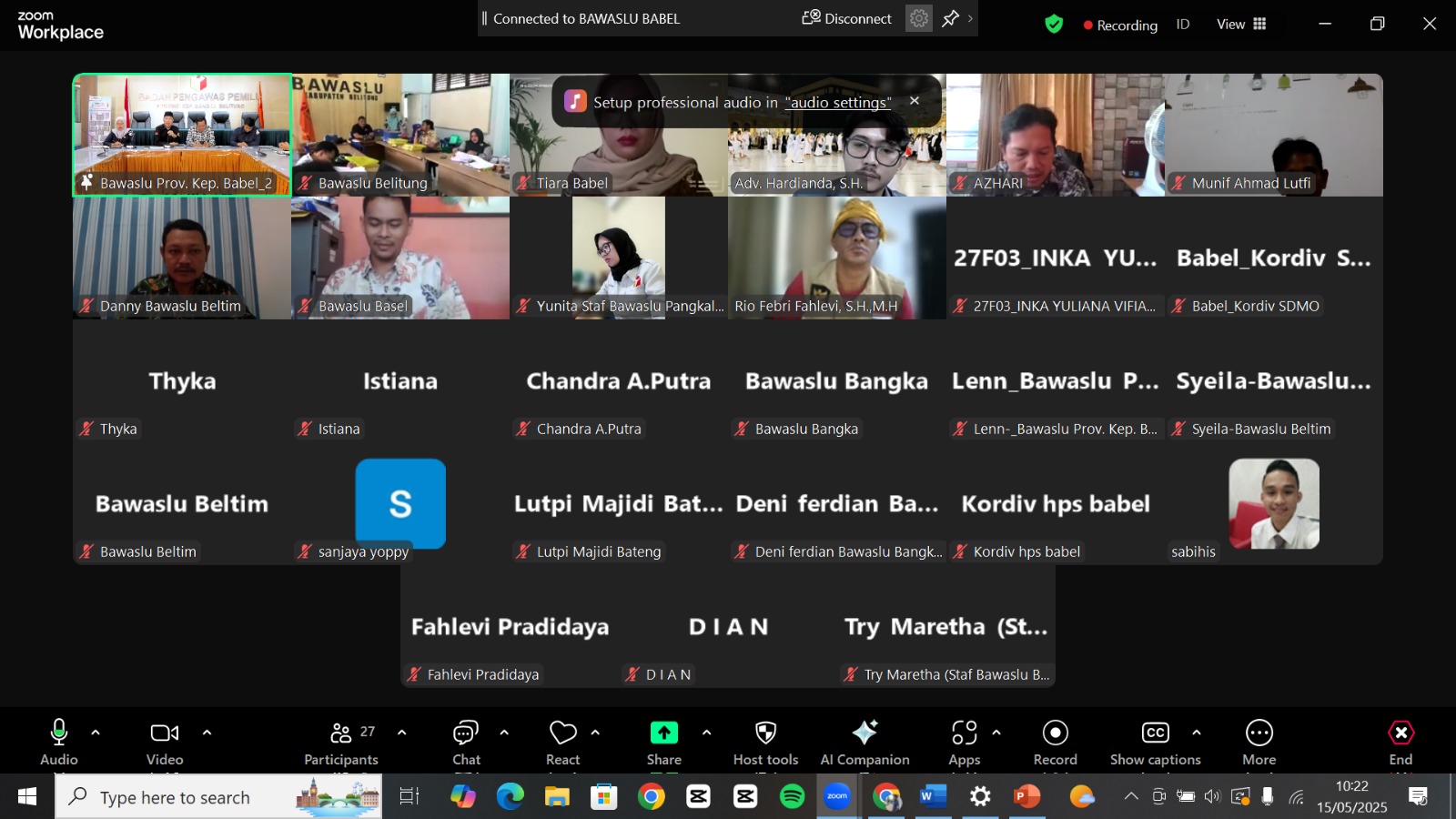 Zoom Meeting Rapat Kajian Penanganan Pelanggaran Administrasi Pemilu