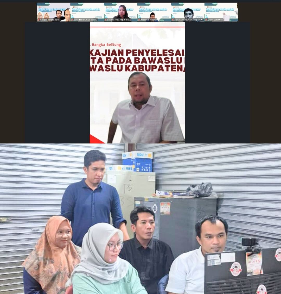 Bawaslu Bangka Barat Ikuti Rapat Kajian Penyelesaian Sengketa Pemilu Bersama Bawaslu Provinsi Babel