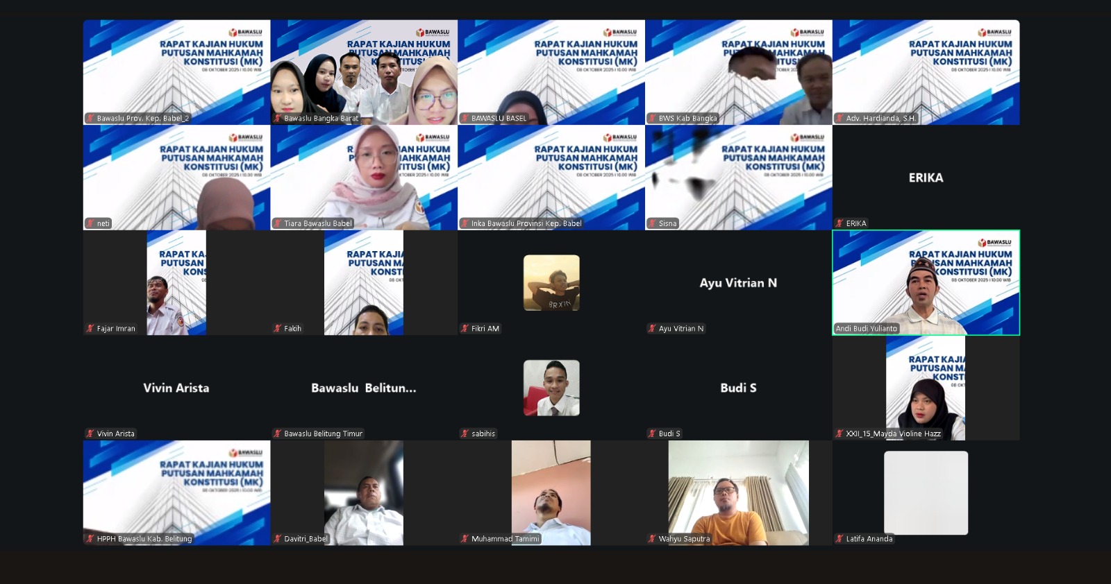 Bawaslu Bangka Barat Ikuti Rapat Kajian Hukum 