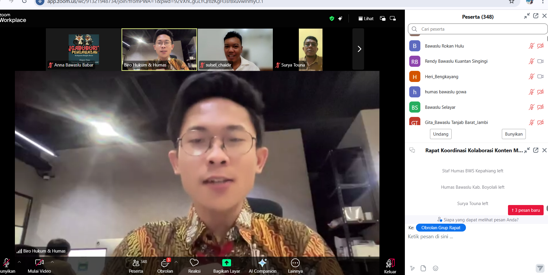 Perkuat Publikasi di Masa Non Tahapan, Bawaslu Bangka Barat Hadiri Rakor Media Sosial Nasional