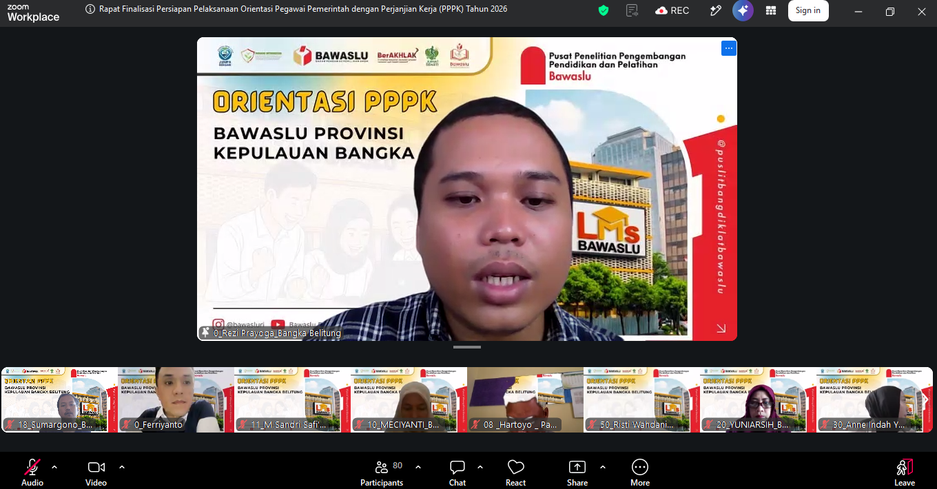 Bawaslu Kabupaten Bangka Barat Ikuti Rapat Finalisasi Persiapan Pelaksanaan Orientasi Pegawai Pemerintah dengan Perjanjian Kerja (PPPK) Tahun 2026