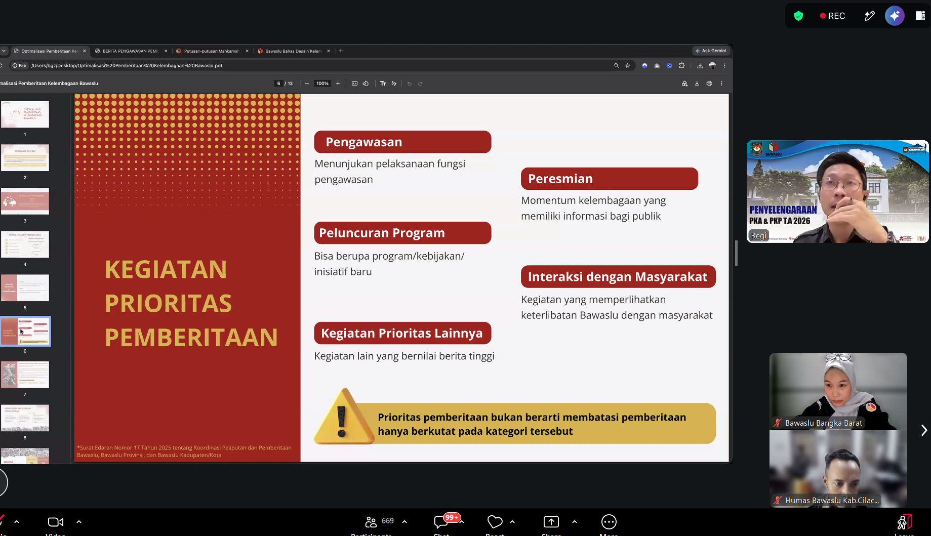 Perkuat Publikasi Pengawasan Pemilu, Bawaslu Bangka Barat Ikuti Humas Upgrade Series #1